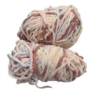 Lot of 2 Bernat Baby Blanket Yarn Pink White Pitter Patter Craft Knit Crochet